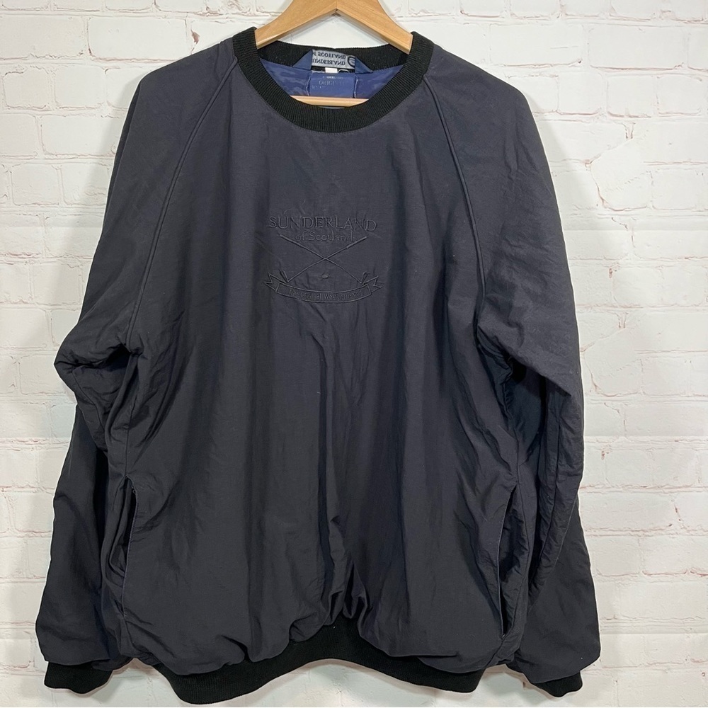 Vintage Sunderland of Scotland Nylon Windbreaker Mens XL Black Pullover